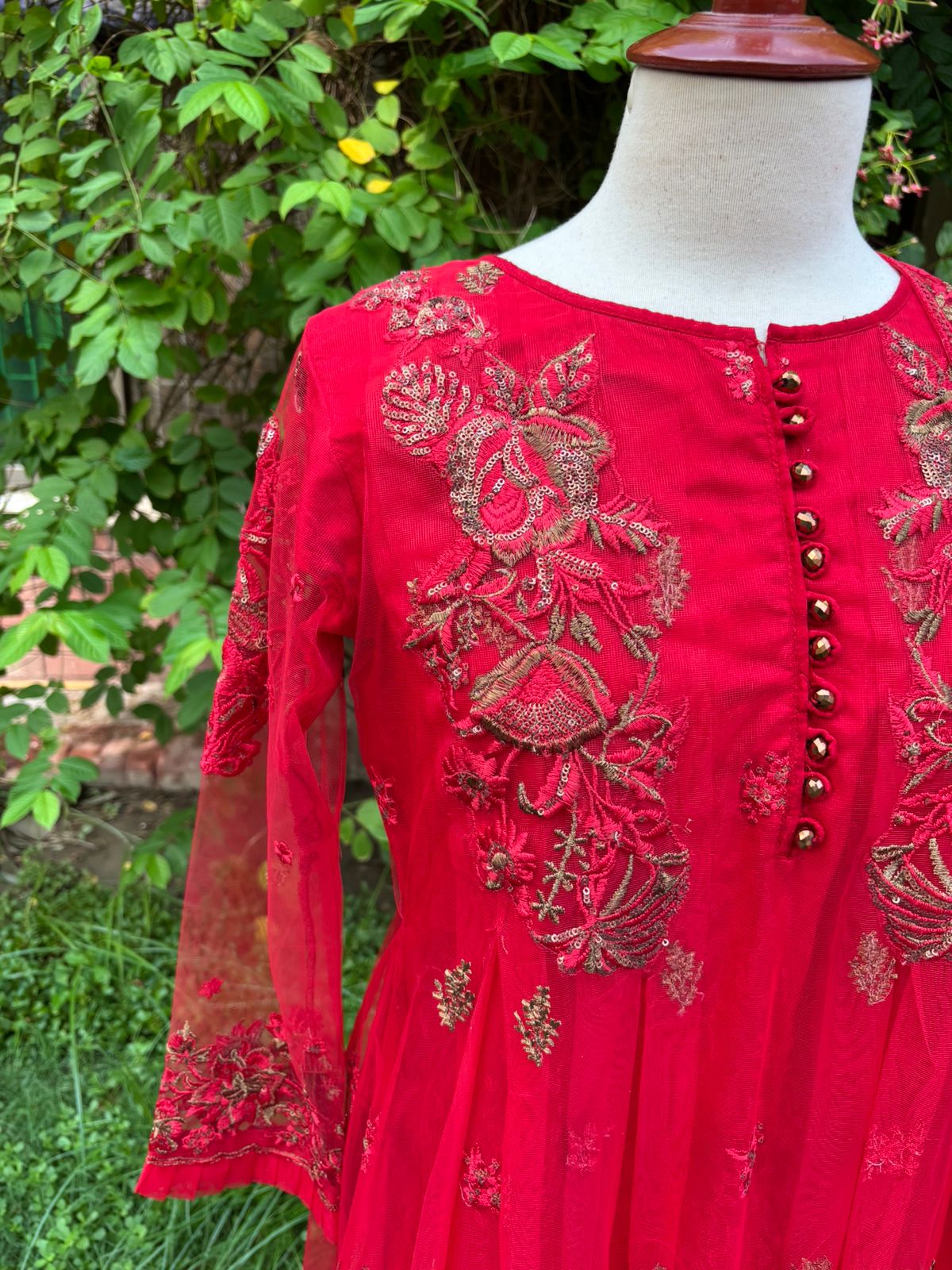 SHAHPOSH - PINK FLOWER SUIT - 3PCS