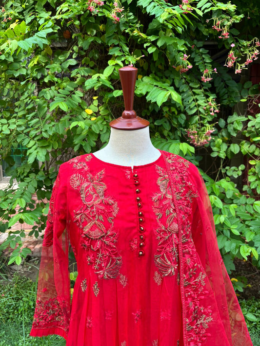 SHAHPOSH - PINK FLOWER SUIT - 3PCS