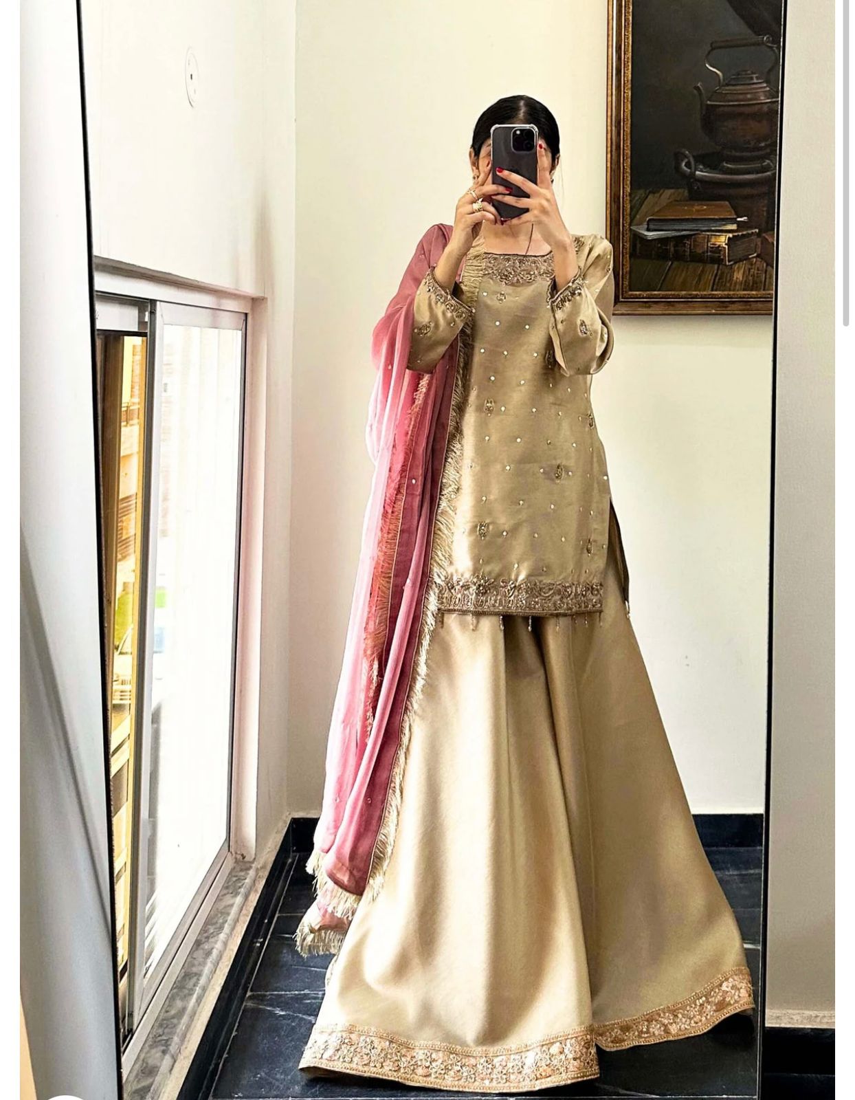 Dull Gold Shirt Sharara