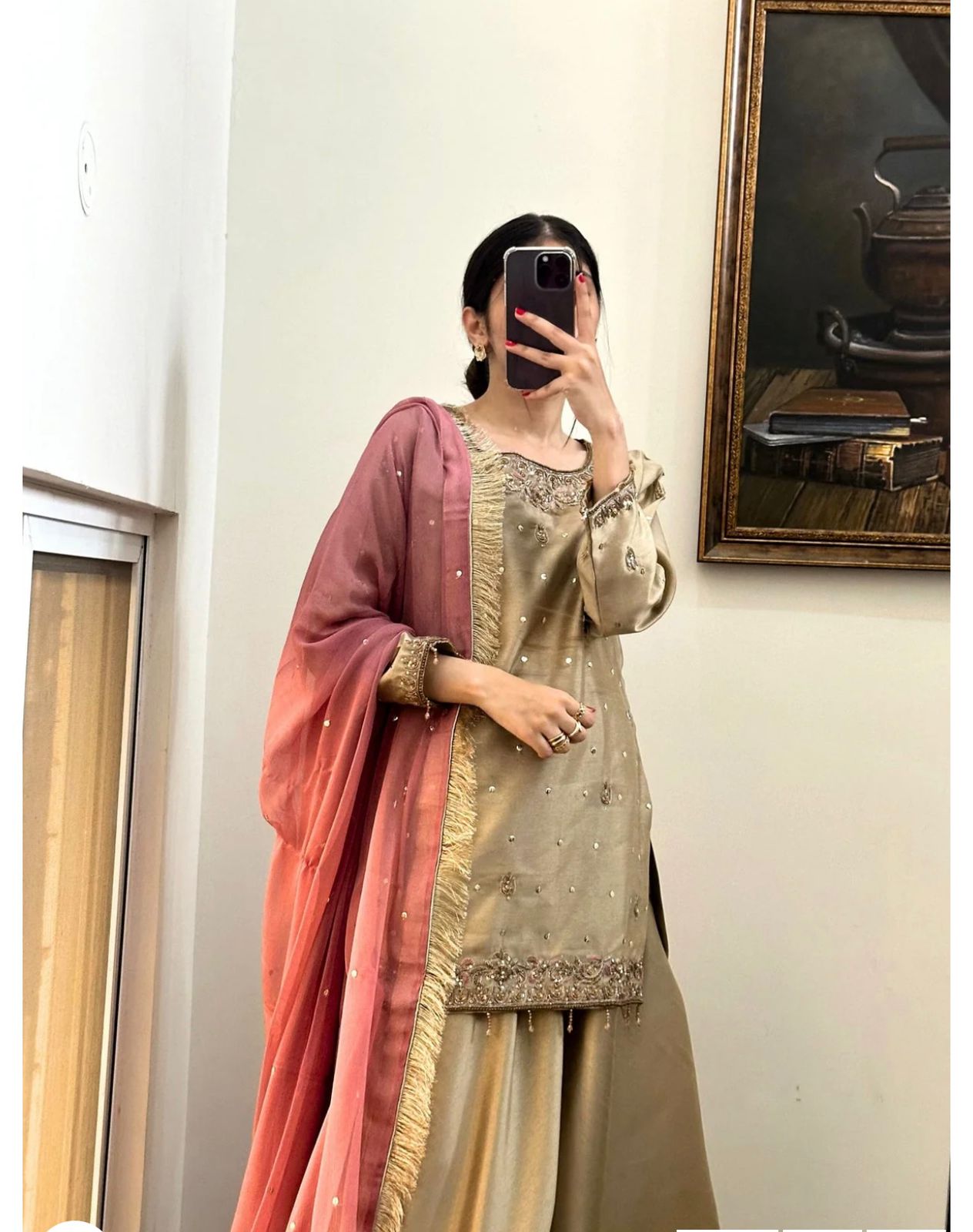 Dull Gold Shirt Sharara